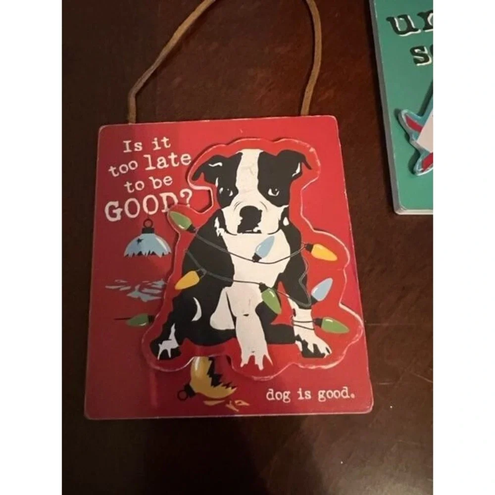 Dog Is Good Holiday Wall‎ Plaques Set By Kurt S. Adler dog lover festive design